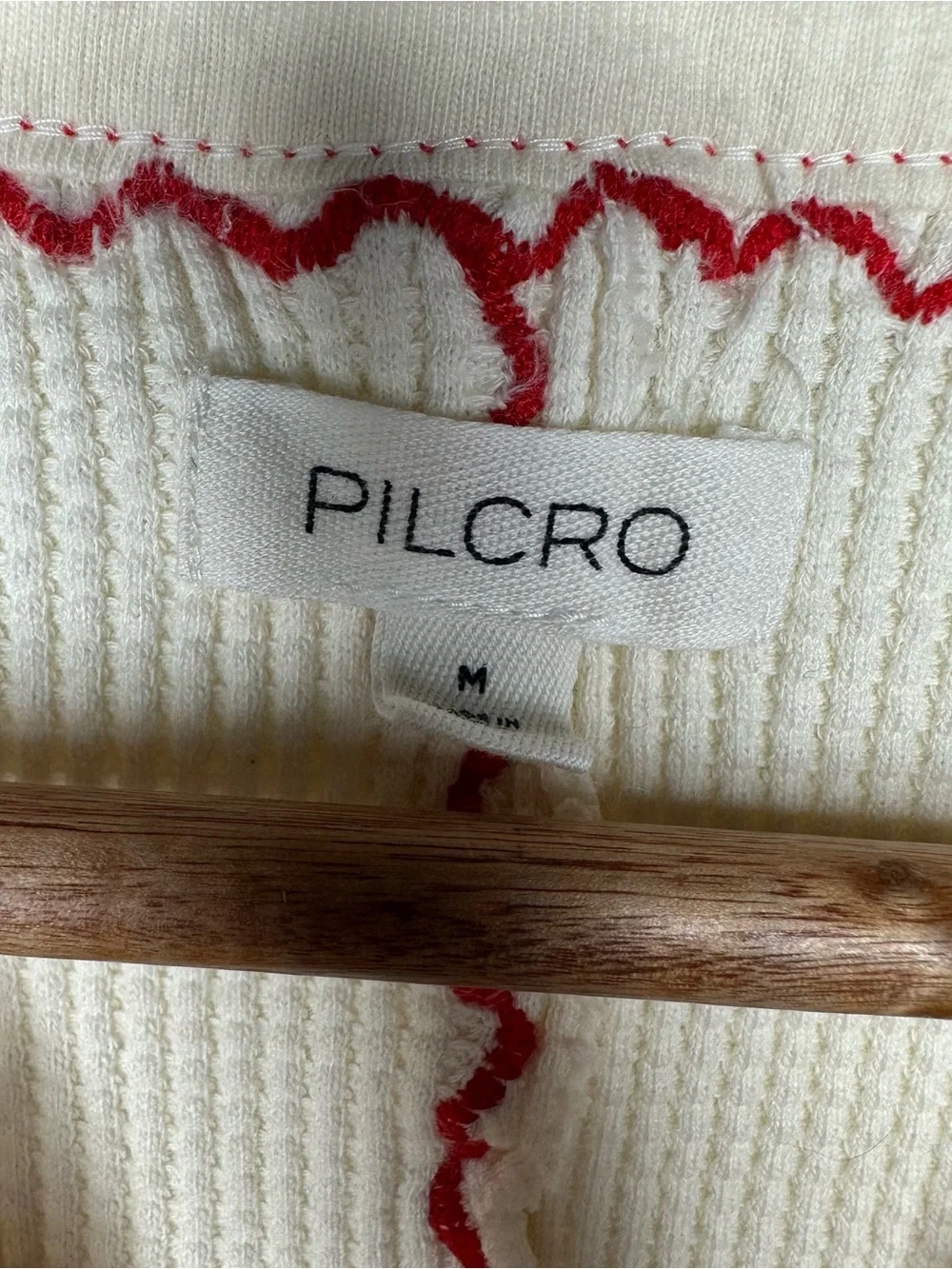 Pilcro Embroidered Heart Button Henley Tank Top Cream Size M - Picture 6 of 9